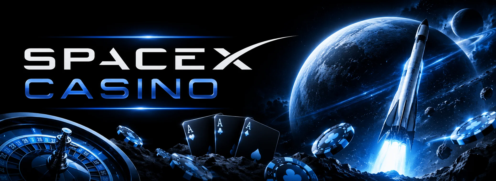 SpaceX Casino welcome bonus banner showing 200% up to $2,000 and 200 free spins
